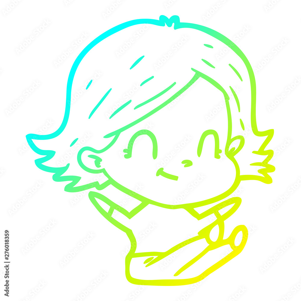 cold gradient line drawing cartoon friendly girl cold gradient line drawing cartoon friendly girl