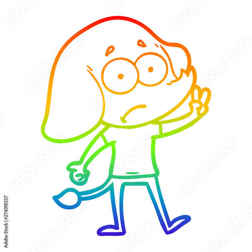 rainbow gradient line drawing cartoon unsure elephant