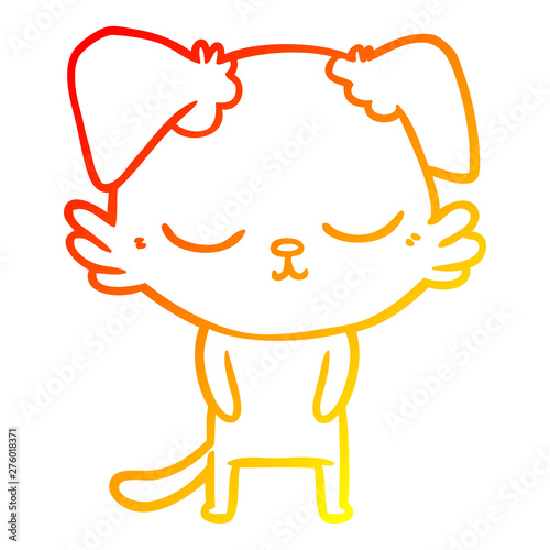 warm gradient line drawing cute cartoon dog