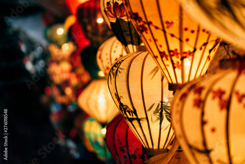 Handmade colorful lanterns at the market street of Hoi An Ancient Town, UNESCO World Heritage Site in Vietnam. photo