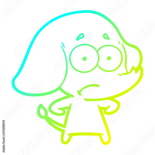 cold gradient line drawing cartoon unsure elephant