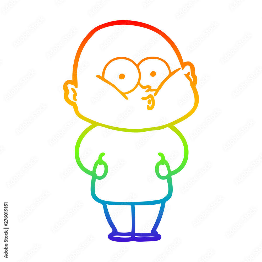 rainbow gradient line drawing cartoon bald man staring rainbow gradient line drawing cartoon bald man staring