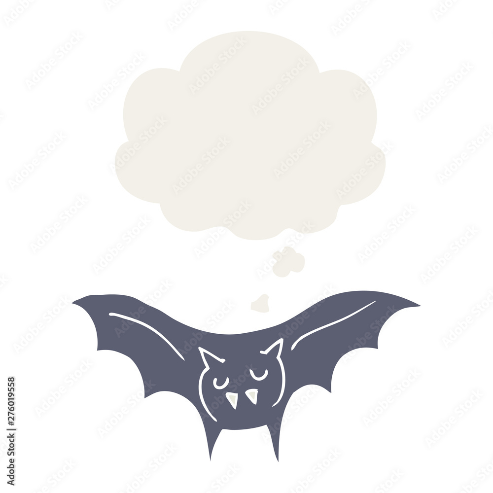 cartoon vampire bat and thought bubble in retro style cartoon vampire bat and thought bubble in retro style