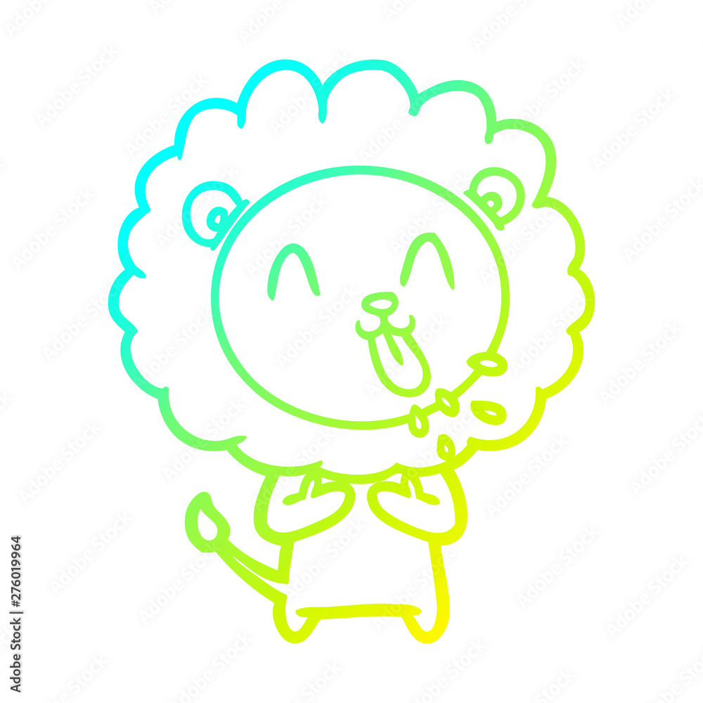 cold gradient line drawing happy cartoon lion cold gradient line drawing happy cartoon lion