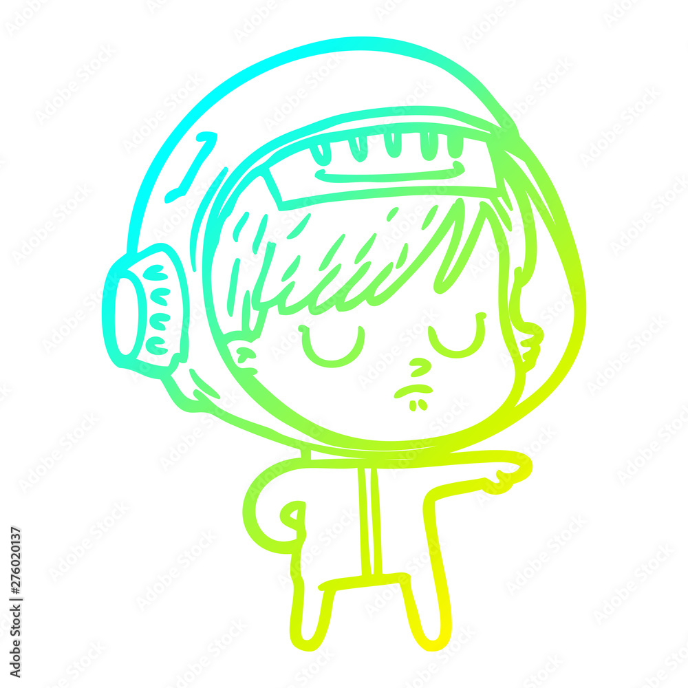 cold gradient line drawing cartoon astronaut woman cold gradient line drawing cartoon astronaut woman