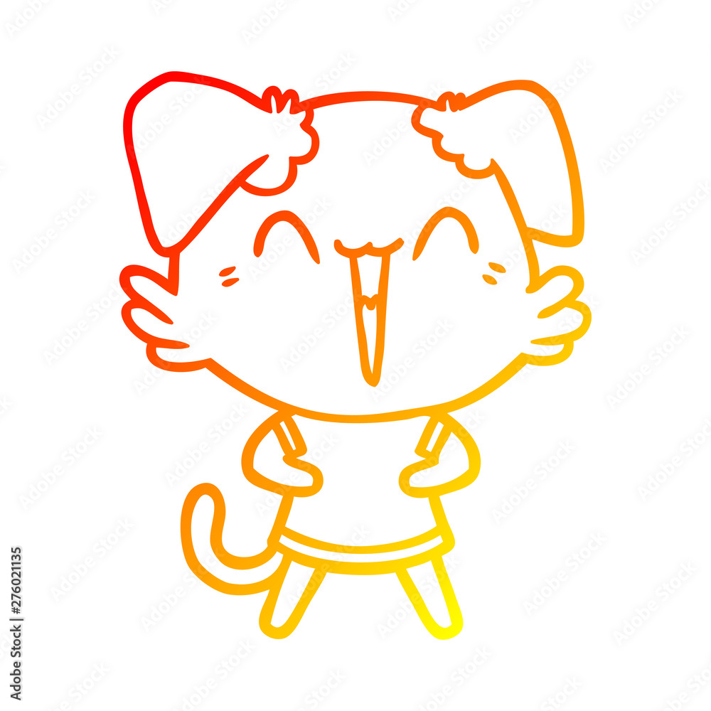warm gradient line drawing happy little dog cartoon warm gradient line drawing happy little dog cartoon