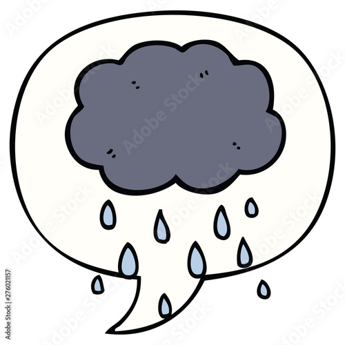 cartoon cloud raining and speech bubble
