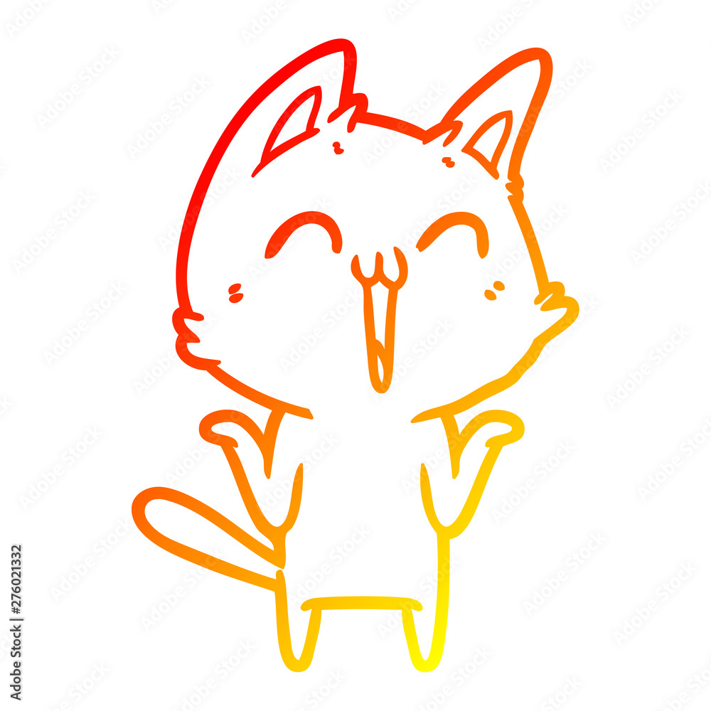 warm gradient line drawing happy cartoon cat warm gradient line drawing happy cartoon cat