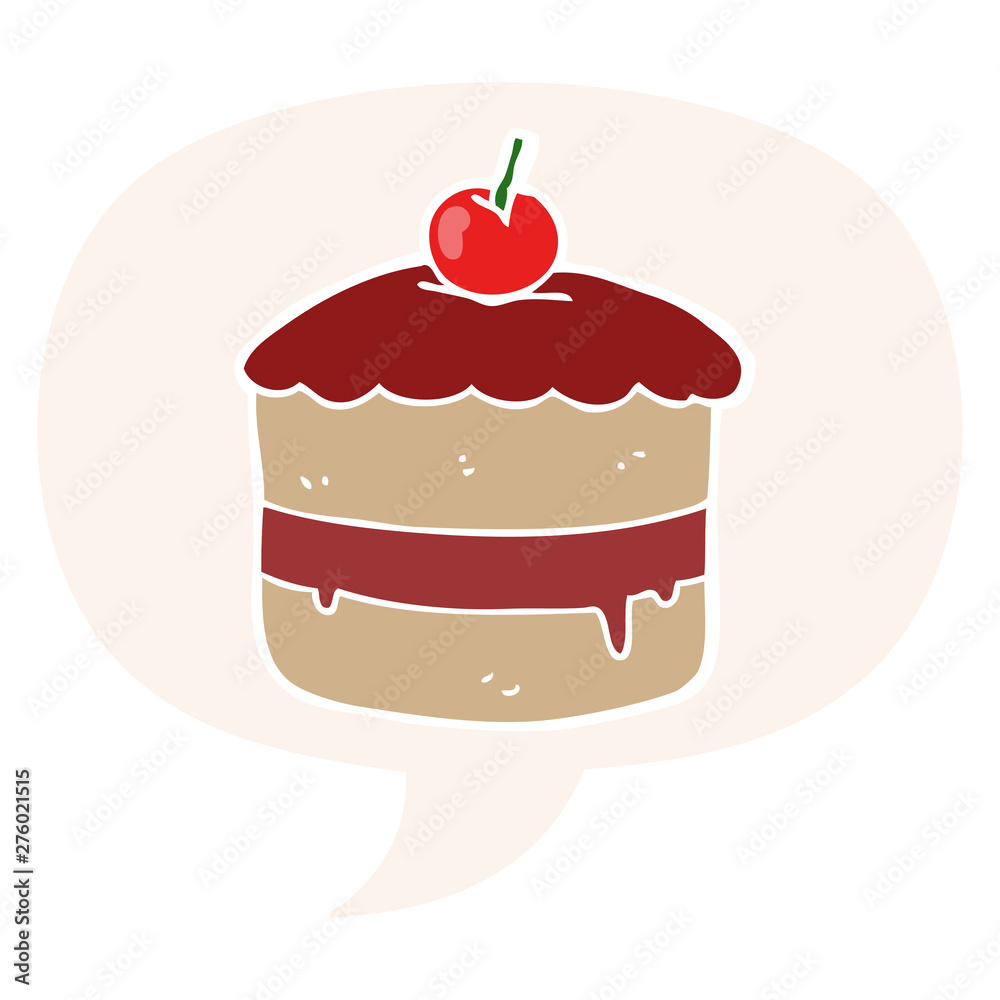 cartoon cake and speech bubble in retro style cartoon cake and speech bubble in retro style