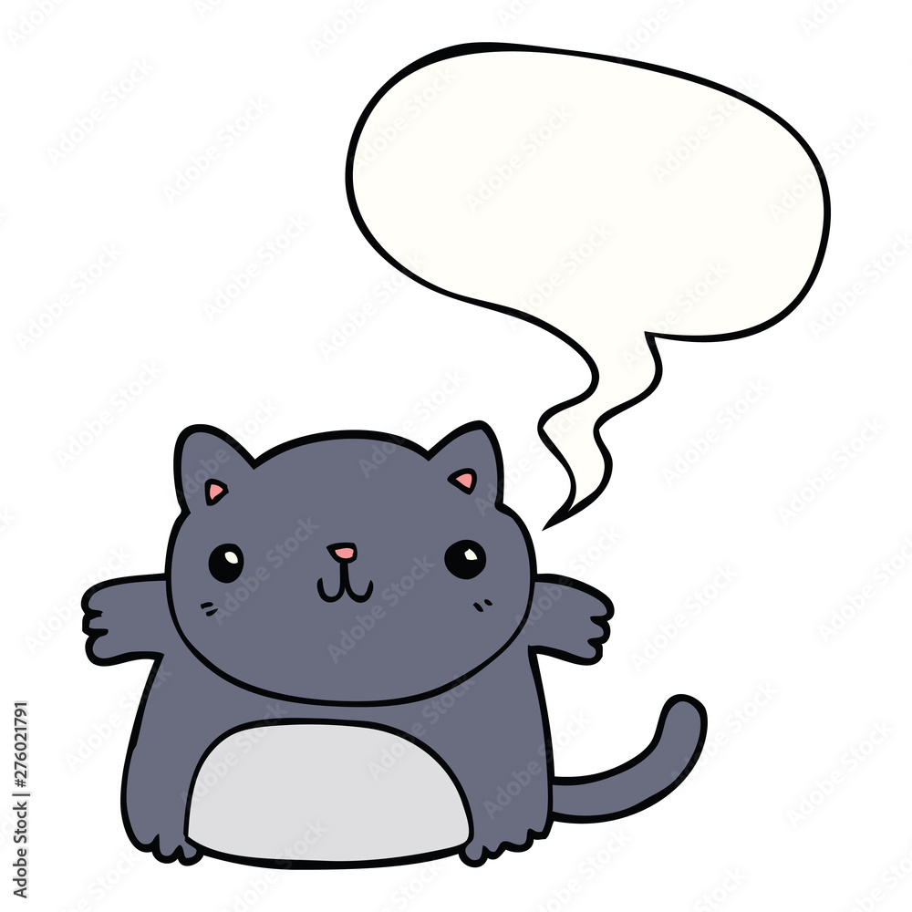 Obraz premium cartoon cat and speech bubble