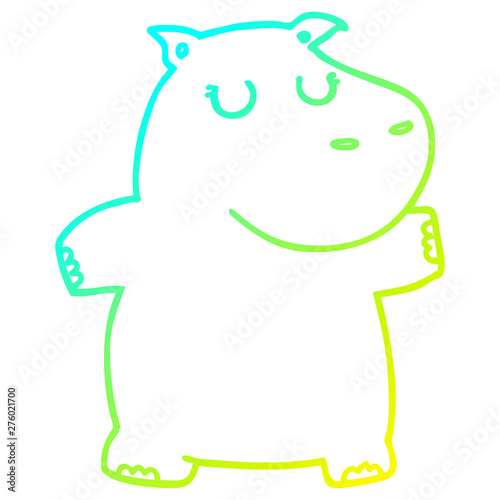 cold gradient line drawing cartoon hippo