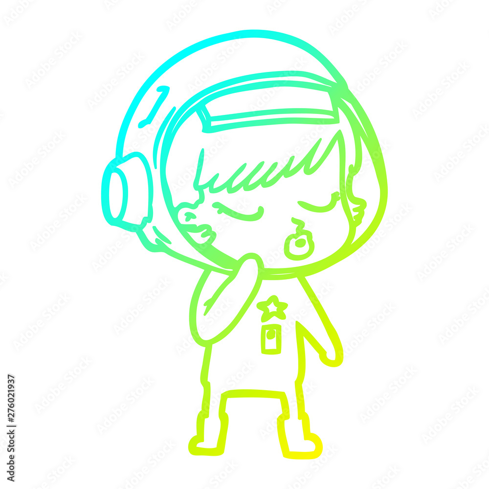 cold gradient line drawing cartoon pretty astronaut girl cold gradient line drawing cartoon pretty astronaut girl