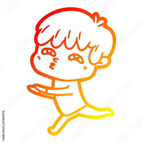warm gradient line drawing cartoon curious man