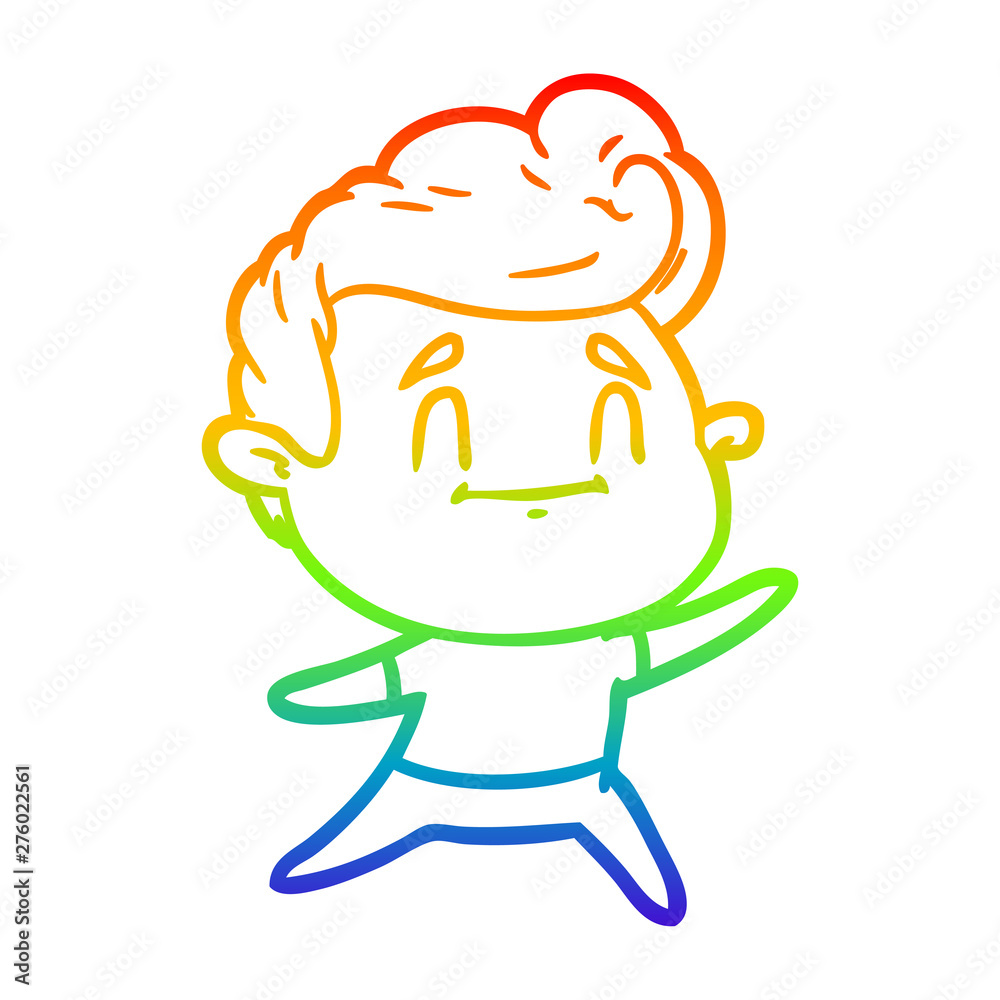 rainbow gradient line drawing happy cartoon man rainbow gradient line drawing happy cartoon man