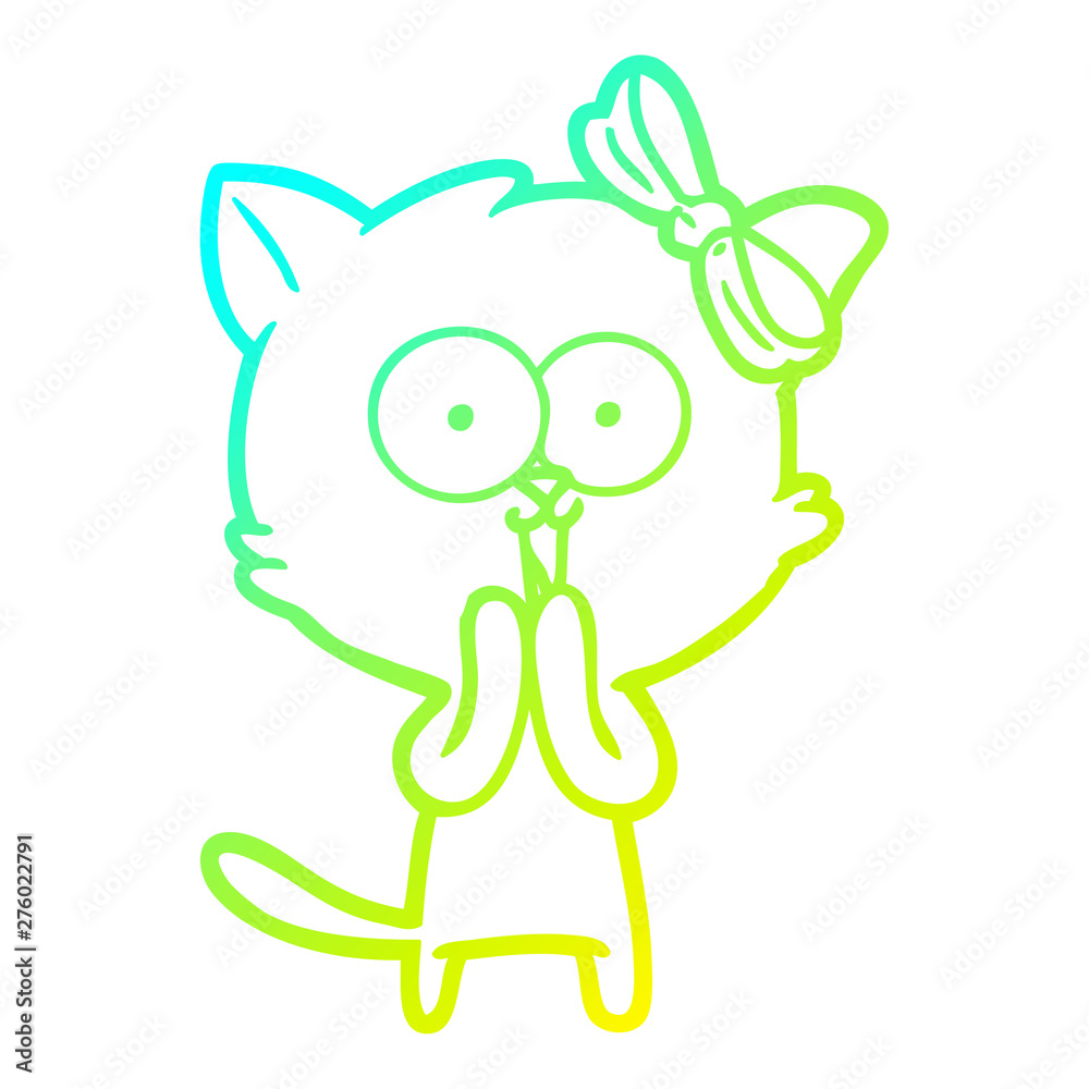 cold gradient line drawing cartoon cat cold gradient line drawing cartoon cat