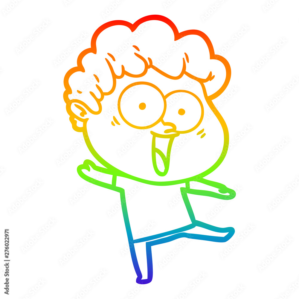 rainbow gradient line drawing cartoon happy man rainbow gradient line drawing cartoon happy man
