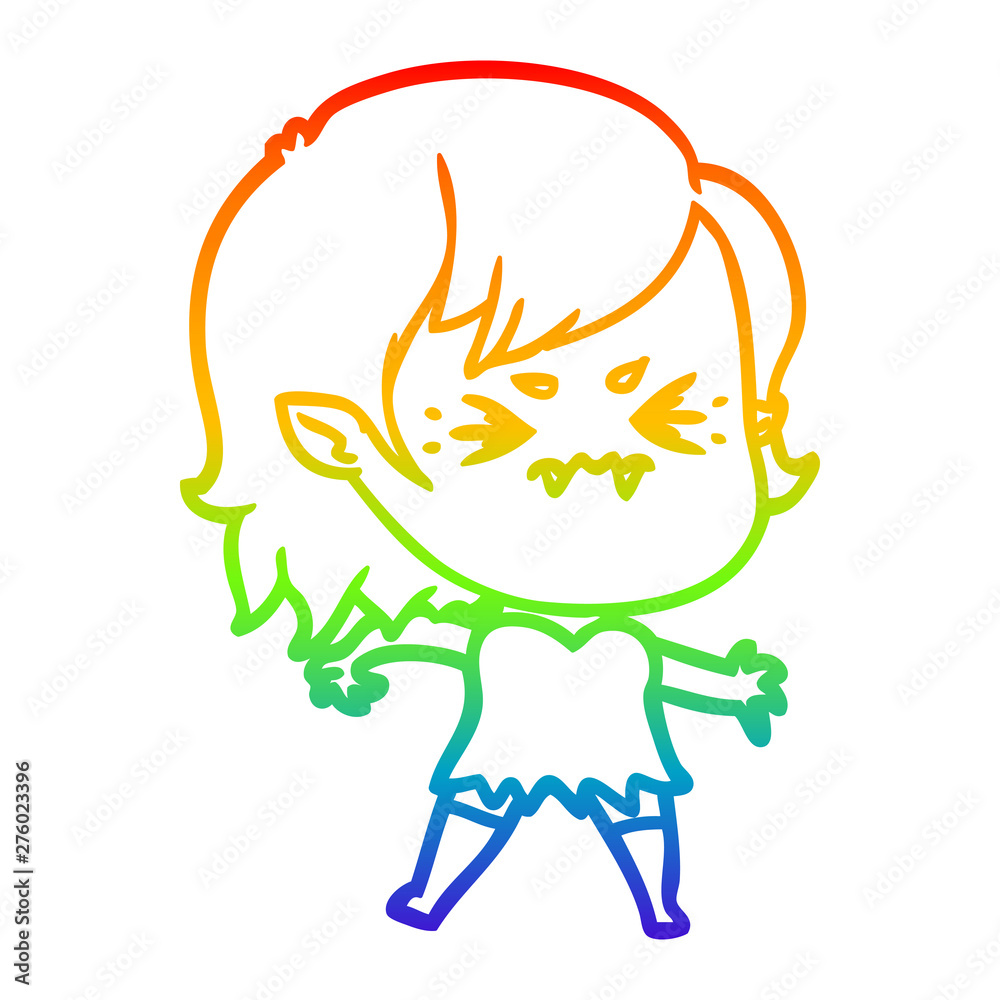 rainbow gradient line drawing annoyed cartoon vampire girl rainbow gradient line drawing annoyed cartoon vampire girl