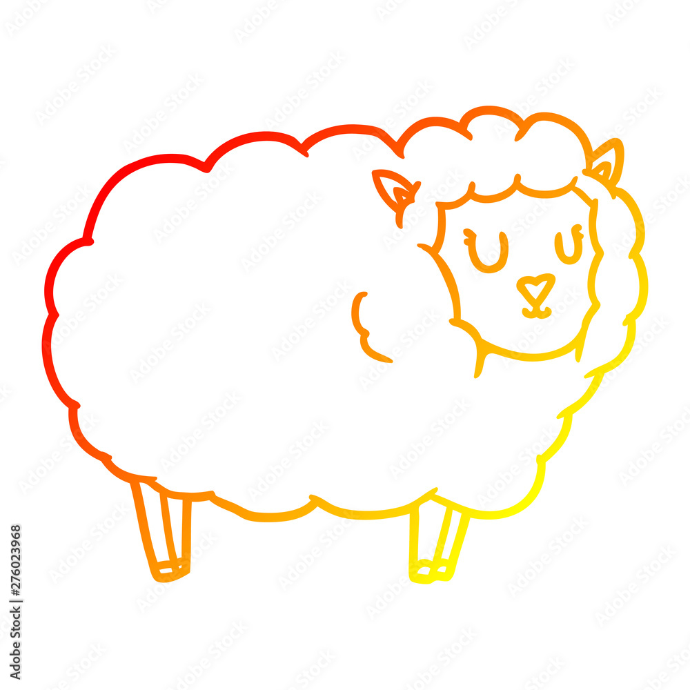 warm gradient line drawing cartoon sheep