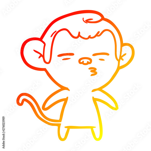 warm gradient line drawing cartoon suspicious monkey