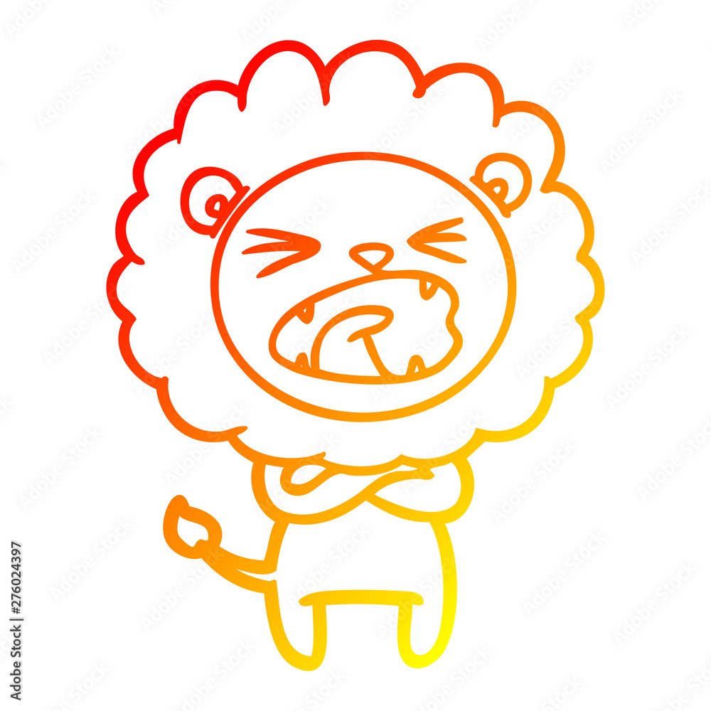 warm gradient line drawing cartoon angry lion warm gradient line drawing cartoon angry lion