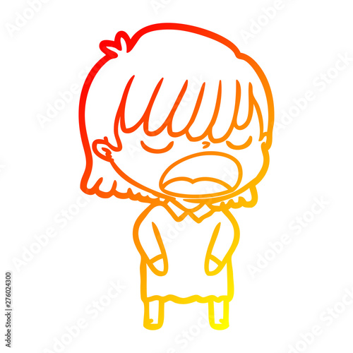 warm gradient line drawing cartoon woman talking loudly