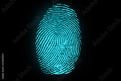 Fingerprint on the background of the binary code