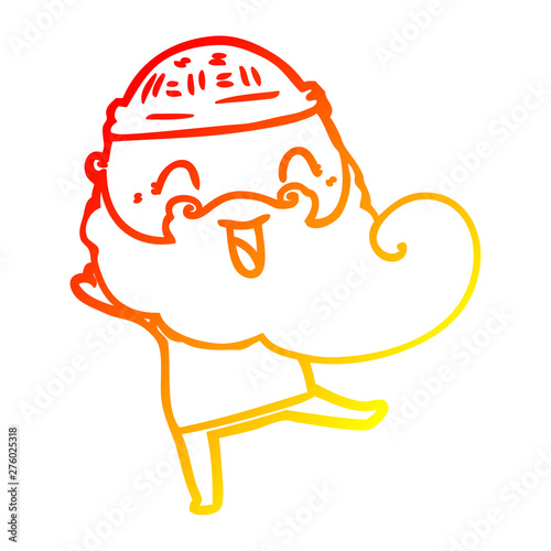 warm gradient line drawing happy bearded man