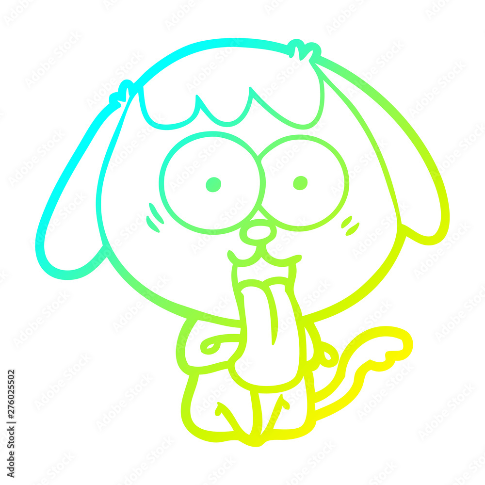 Obraz premium cold gradient line drawing cute cartoon dog