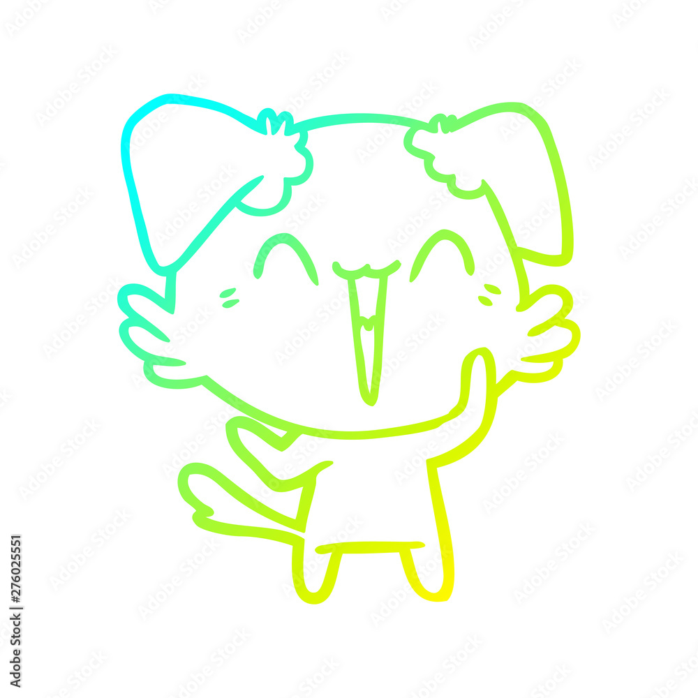 cold gradient line drawing happy little dog cartoon cold gradient line drawing happy little dog cartoon