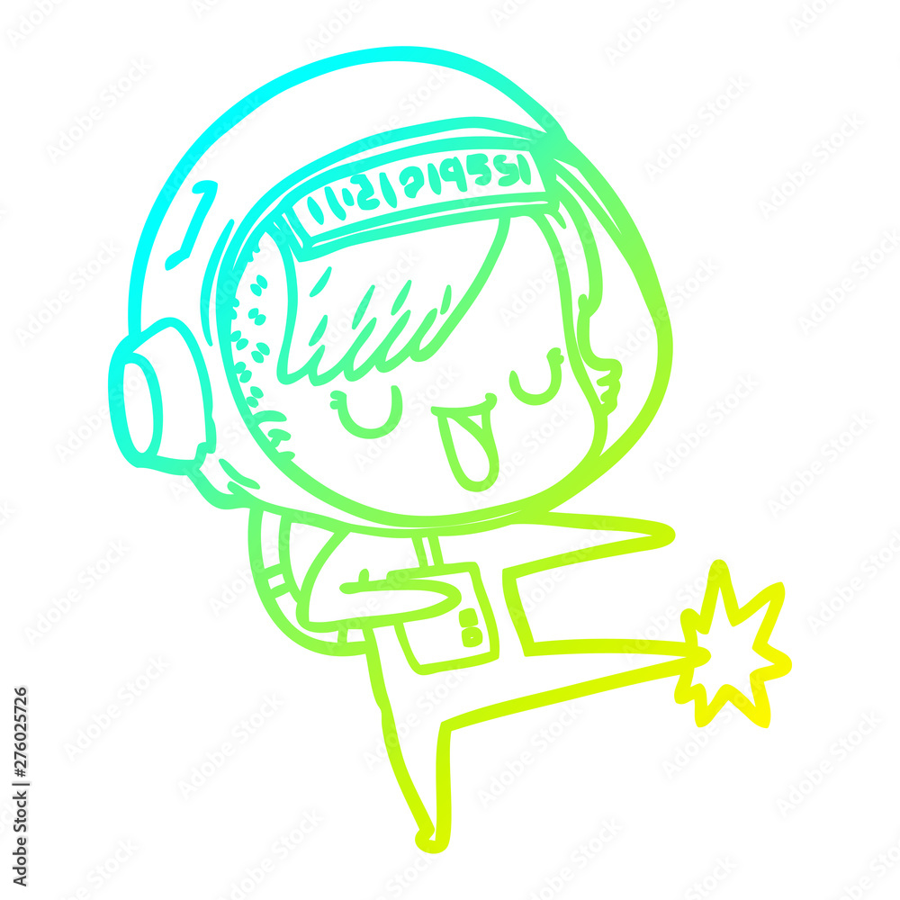 cold gradient line drawing cartoon astronaut woman cold gradient line drawing cartoon astronaut woman
