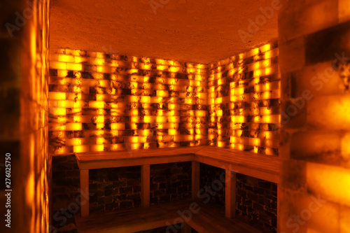 Interior of salt sauna in luxury spa center