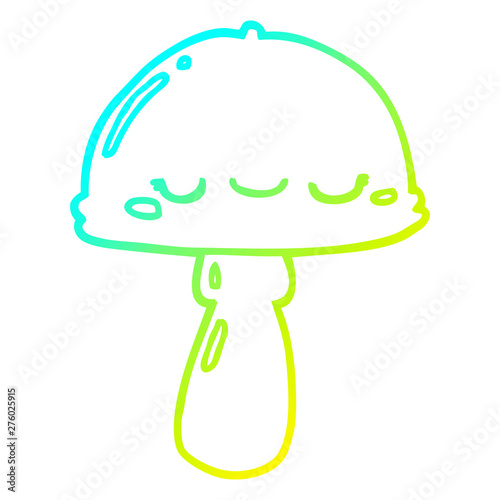 cold gradient line drawing cartoon mushroom