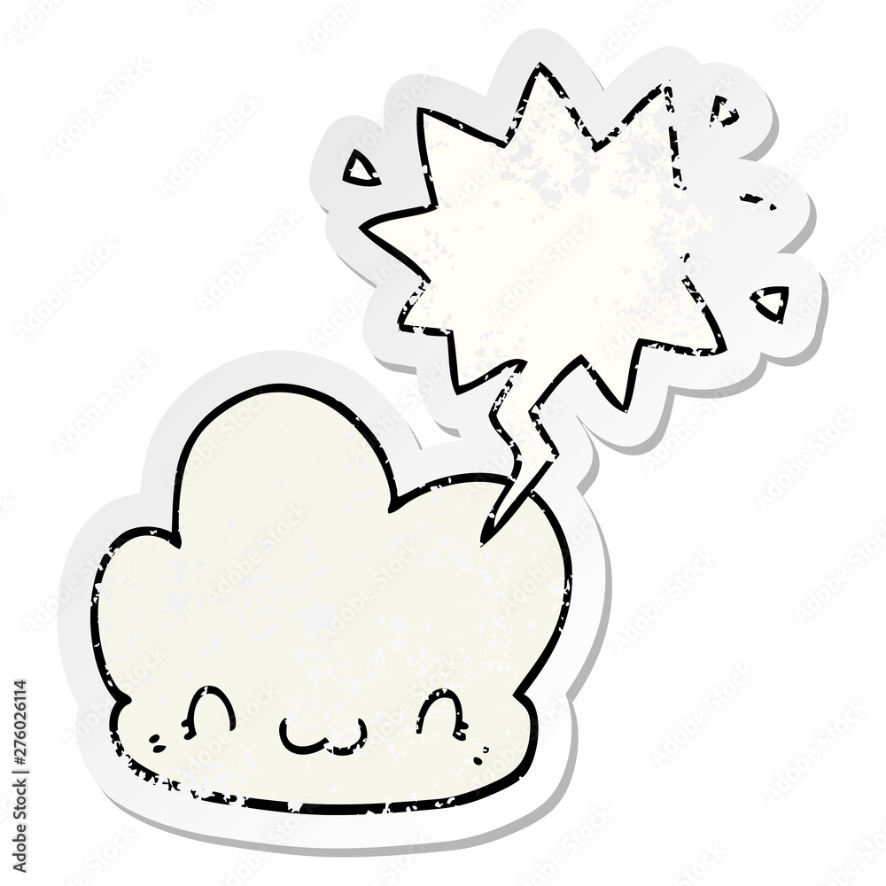 cartoon cloud and speech bubble distressed sticker cartoon cloud and speech bubble distressed sticker