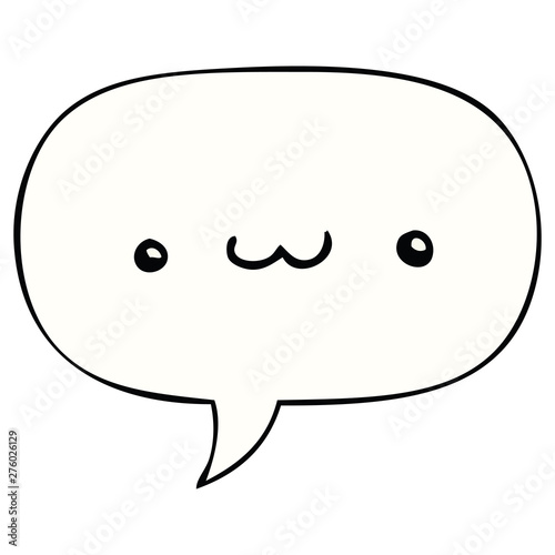 happy cartoon expression and speech bubble