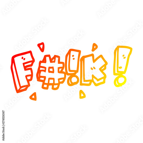 warm gradient line drawing cartoon swear word