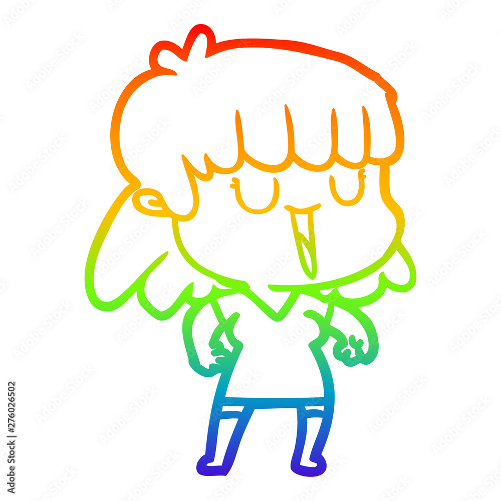 rainbow gradient line drawing cartoon woman