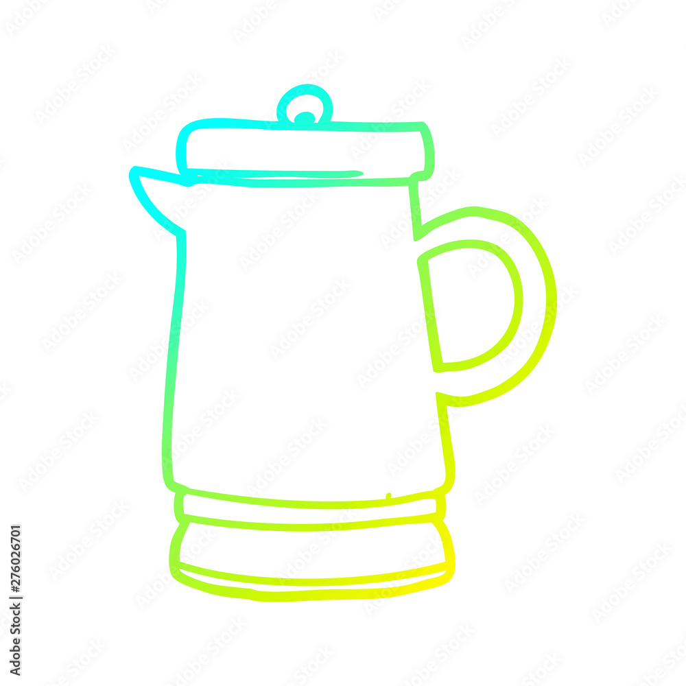 Obraz premium cold gradient line drawing old metal kettle