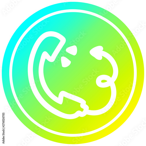 telephone handset with devil tail circular in cold gradient spectrum