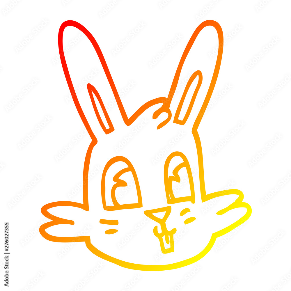 Fototapeta premium warm gradient line drawing cartoon bunny face