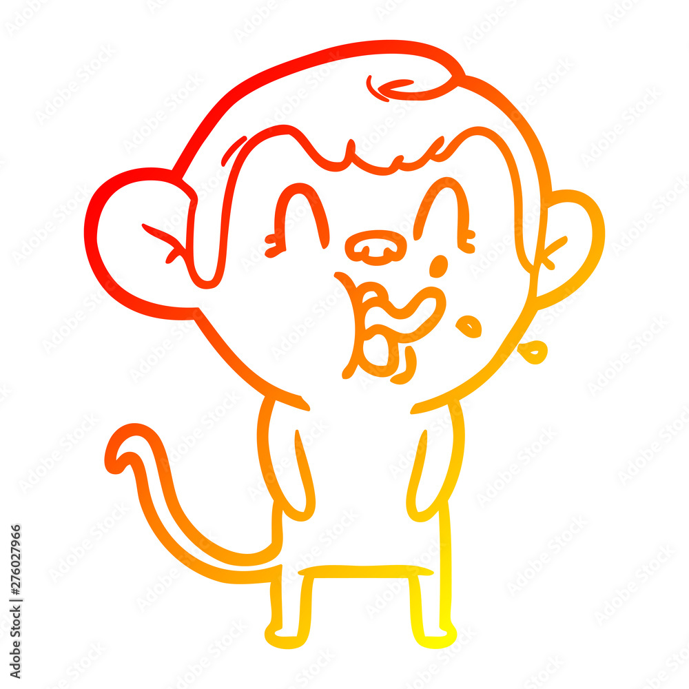 warm gradient line drawing crazy cartoon monkey warm gradient line drawing crazy cartoon monkey