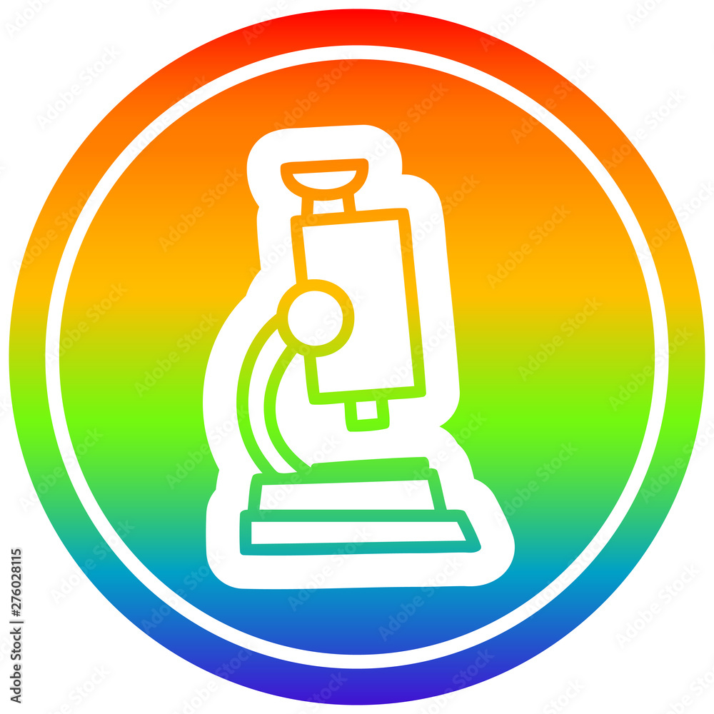 microscope and slide circular in rainbow spectrum