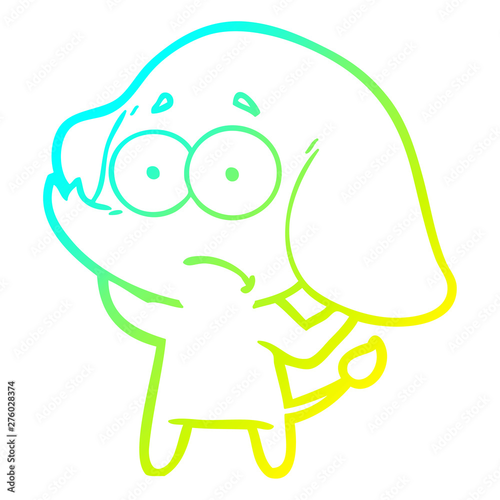 cold gradient line drawing cartoon unsure elephant cold gradient line drawing cartoon unsure elephant