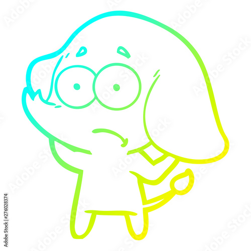 cold gradient line drawing cartoon unsure elephant