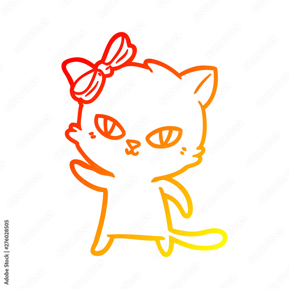warm gradient line drawing cute cartoon cat warm gradient line drawing cute cartoon cat