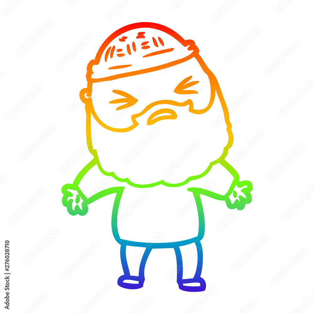 rainbow gradient line drawing cartoon man with beard rainbow gradient line drawing cartoon man with beard