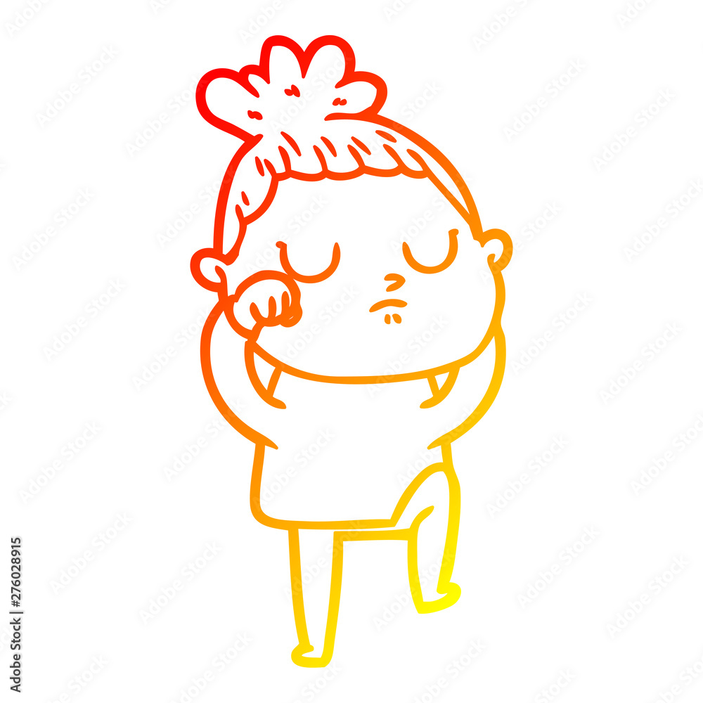 warm gradient line drawing cartoon calm woman