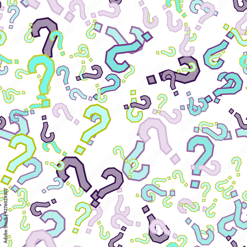 Quiz seamless pattern. Question marks, doubt, faq