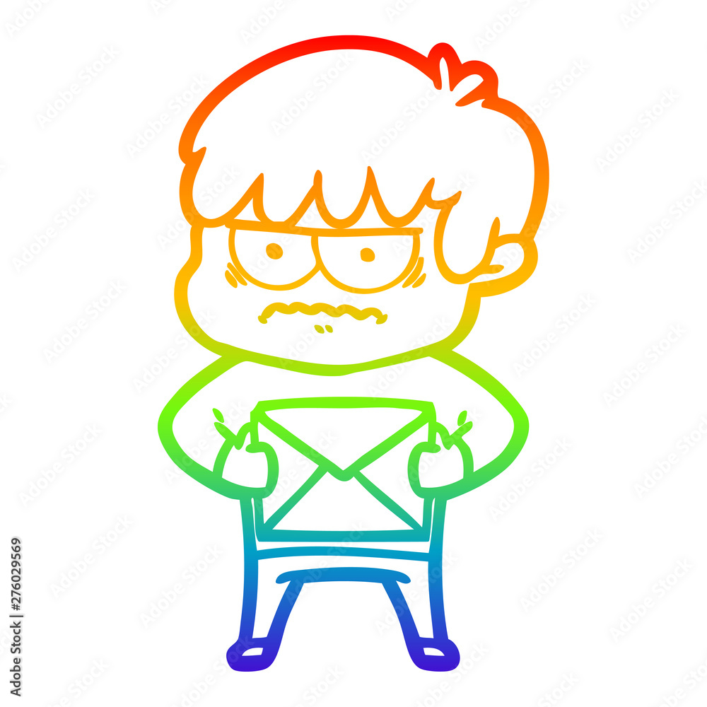 rainbow gradient line drawing annoyed cartoon boy rainbow gradient line drawing annoyed cartoon boy