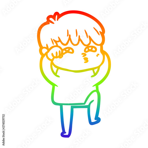 rainbow gradient line drawing cartoon curious man