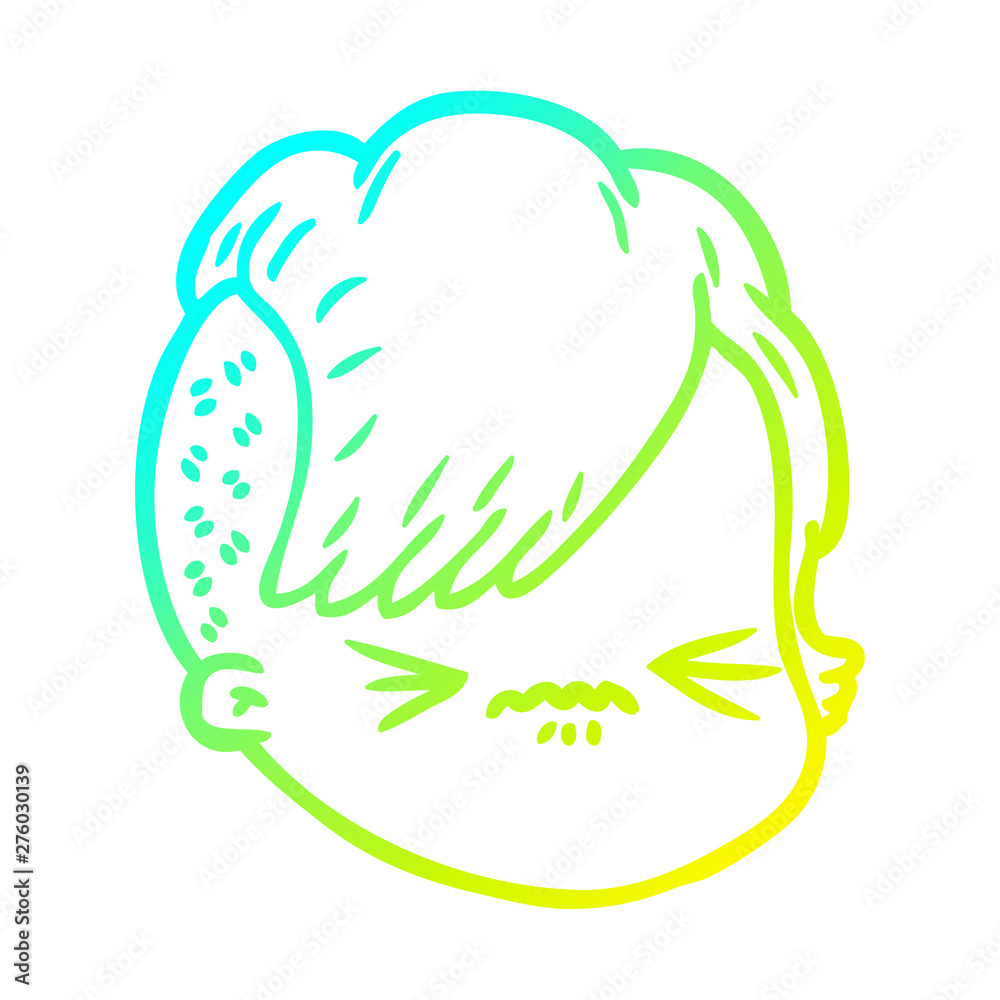 Fototapeta premium cold gradient line drawing cartoon female face